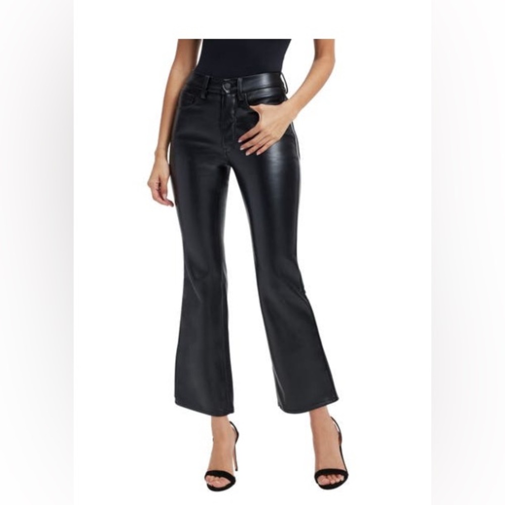 Good American Black Faux Leather Mini Bootcut Pants